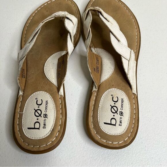 BOC Born Concepts White Faux Leather Thong Sandals Flip Flops Slides Women 9 - Picture 7 of 13
